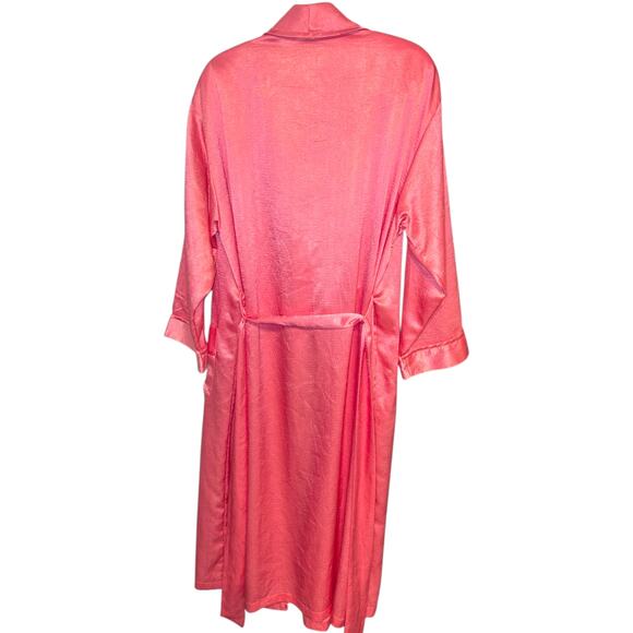 Vtg Victoria's Secret Gold Label Satin Robe with Sash Belt Pink M/L - Picture 4 of 5